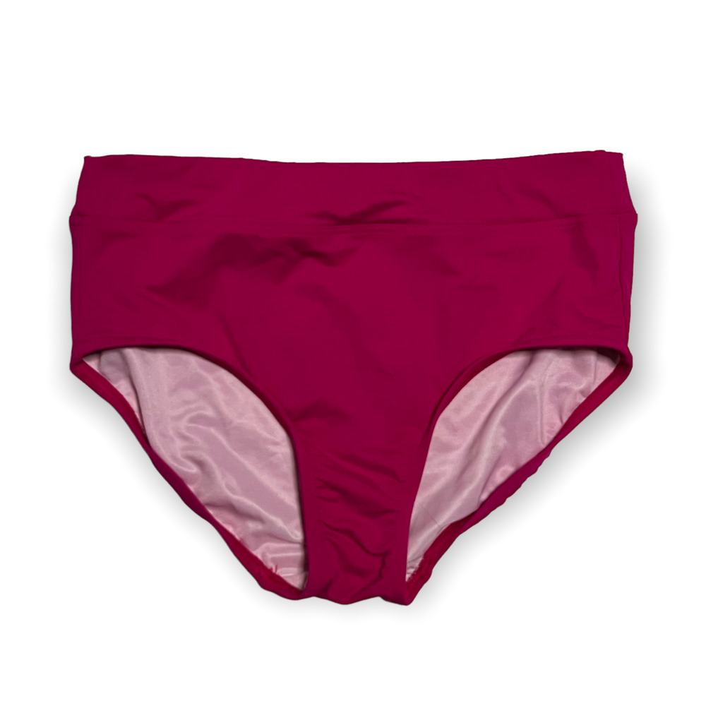 Lands’ End Retro Hot Pink High Waisted Lined Stretch Swim Bottoms Size 6